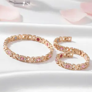 Energy magnet bracelet, eco-friendly alloy with diamonds, adjustable ladies' wristband，Valentine's Day gift, Christmas gift