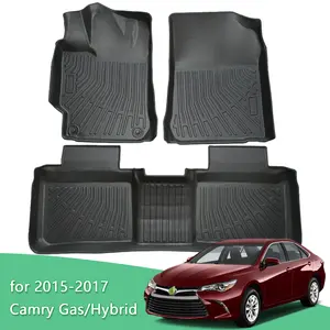 KUST Toyota Camry 2015-2017 Gas & Hybrid TPE Waterproof Custom Fit Front & 2nd Row Car Floor Mat All Weather Protection