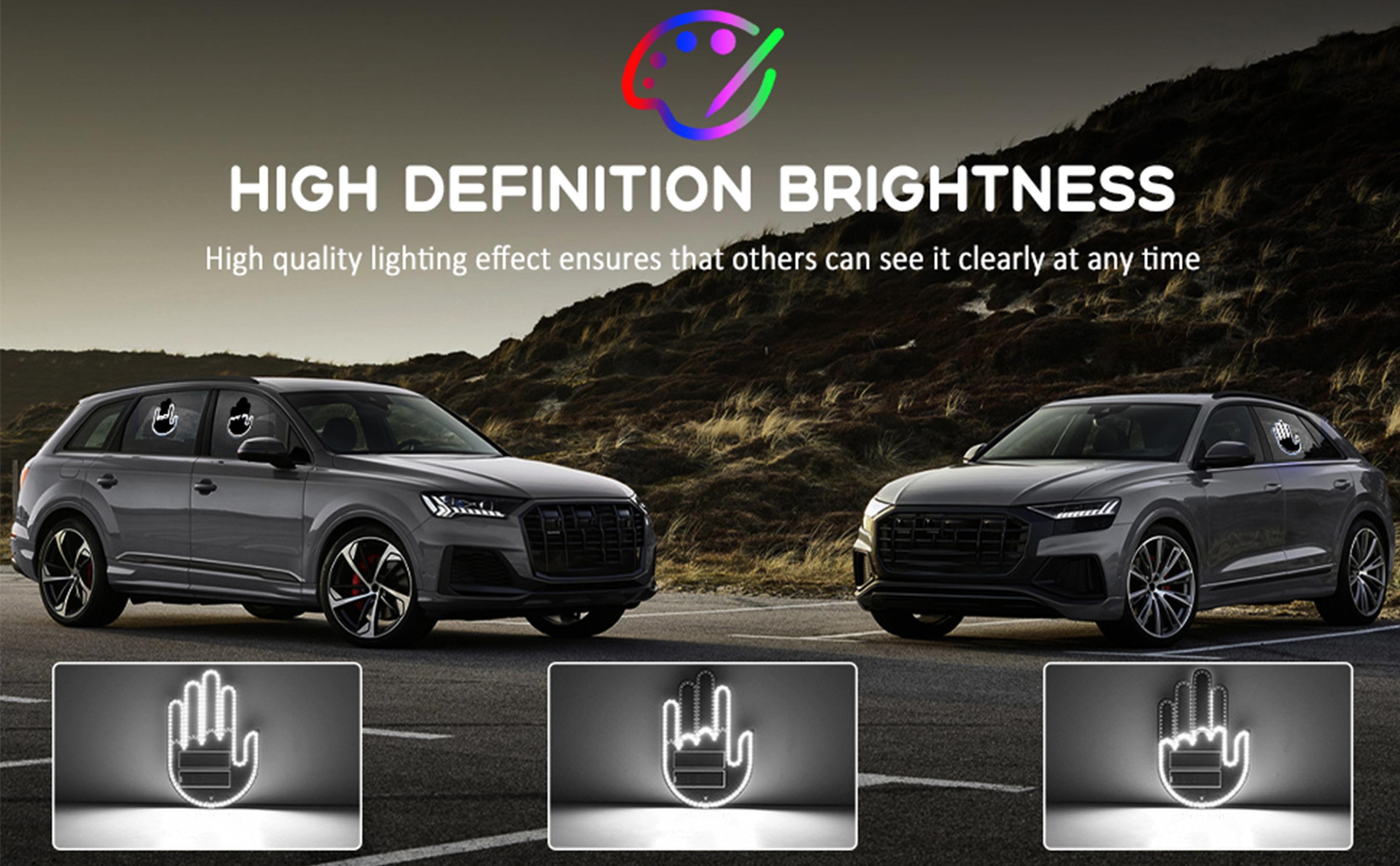 DIBMS High Brightness Car Gesture Light, New Friendly Gesture Light for car rear windows, road rage LED sign with remote control, illuminated gesture light,ambient lighting