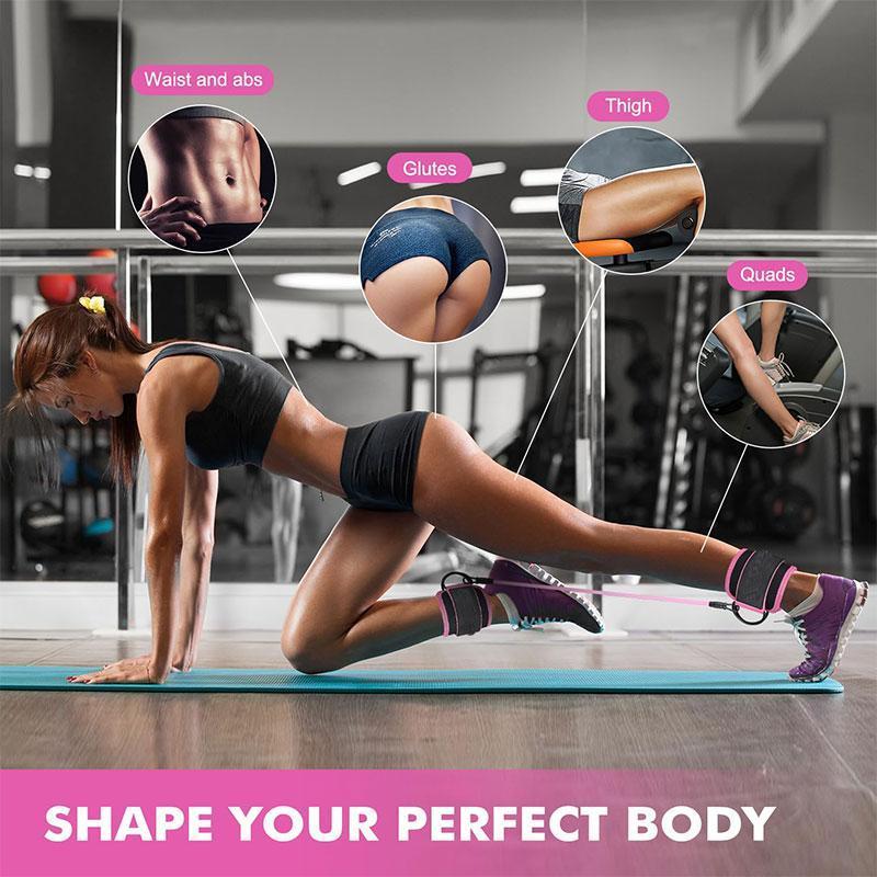 Ankle Resistance Bands, Ankle Bands for Working Out with Cuffs, Resistance Bands for Leg Butt Training Workout Equipment for Kickbacks Hip Gluteus Training Exercises, Ankle Strap with Exercise Bands，gym stuff BlackFriday gym workout equipment Figure 8 Set