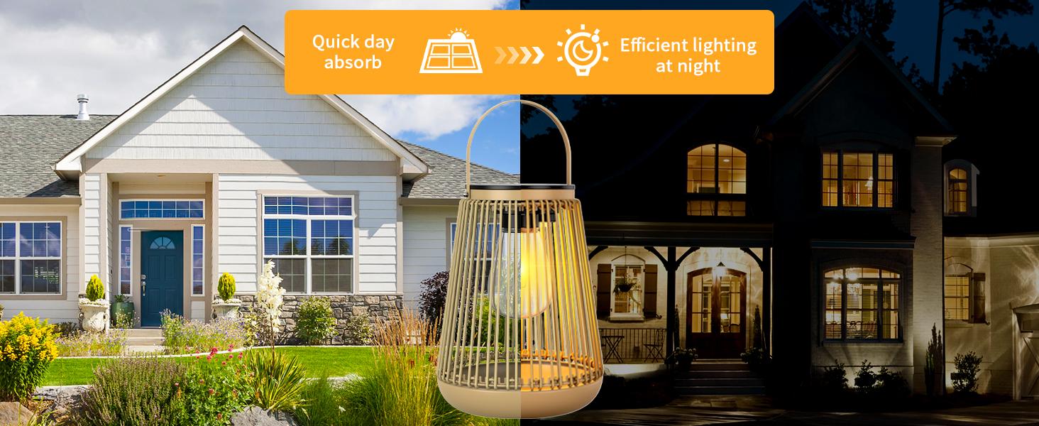 Solar Lights Outdoor Vintage Solar Lanterns - 2 Pack | IP65 Waterproof Outdoor Garden Lights for Patio, Lawn & Balcony