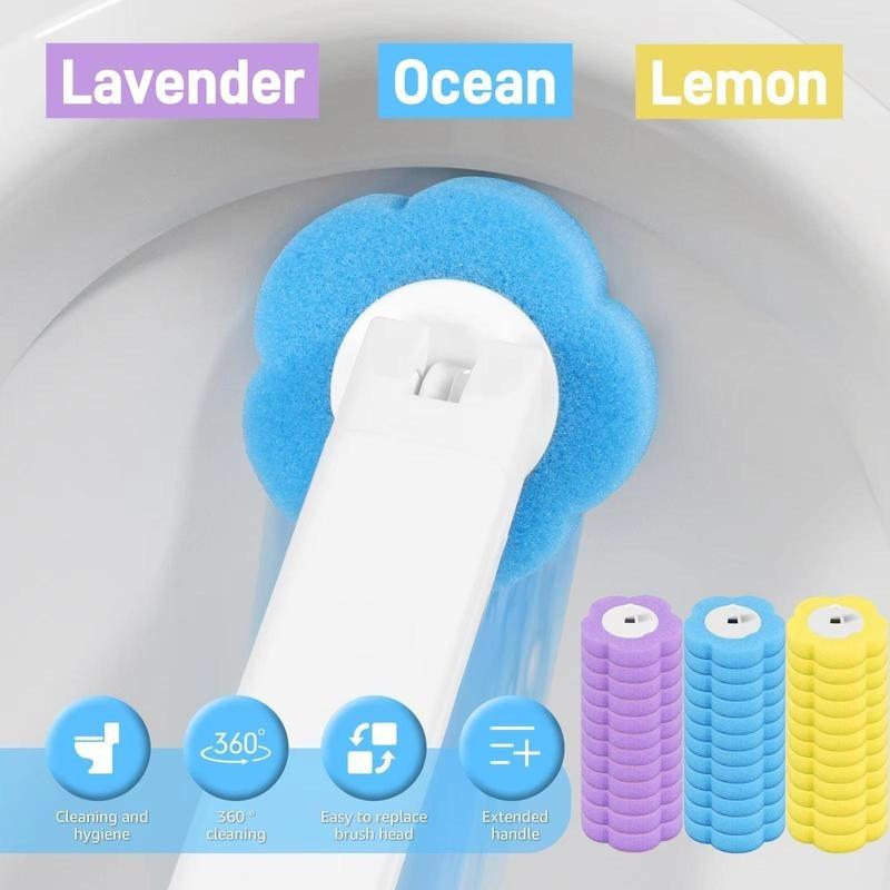 Disposable Toilet Brush Refill, 36pcs/set 3 Layer Sponge Toilet Brush Replacement Head, Household Cleaning Tool for Bathroom Toilet, House Accessories, Home Cleaning Products, Cleaning Supplies, Essential Items for Home