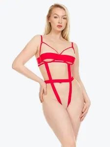 Plus Size Jade Cage Crotchless Underwire Teddy