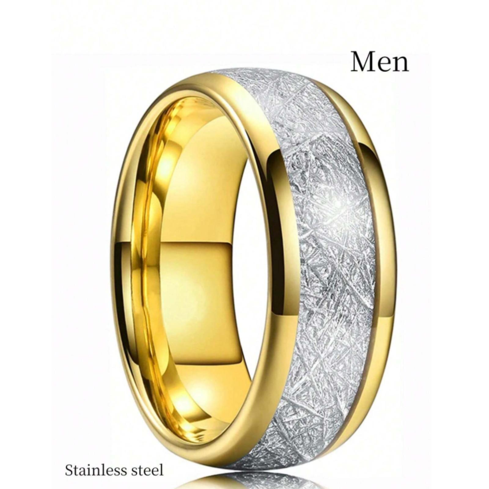 Classic 14k gold plated fashion couple rings for men, elegant square wedding rings with Cubic Zirconia for women, wedding/engagement couple jewelry