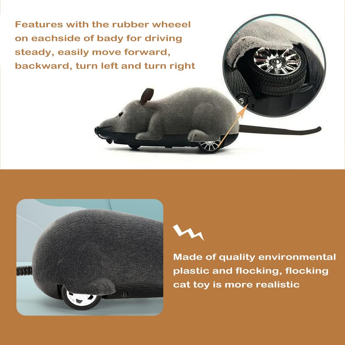 Interactive Squeaky Cat Mouse Toy Fun and Engaging Pet Toy for Cat Durable and Safe Design Perfect for Playtime(without battery)