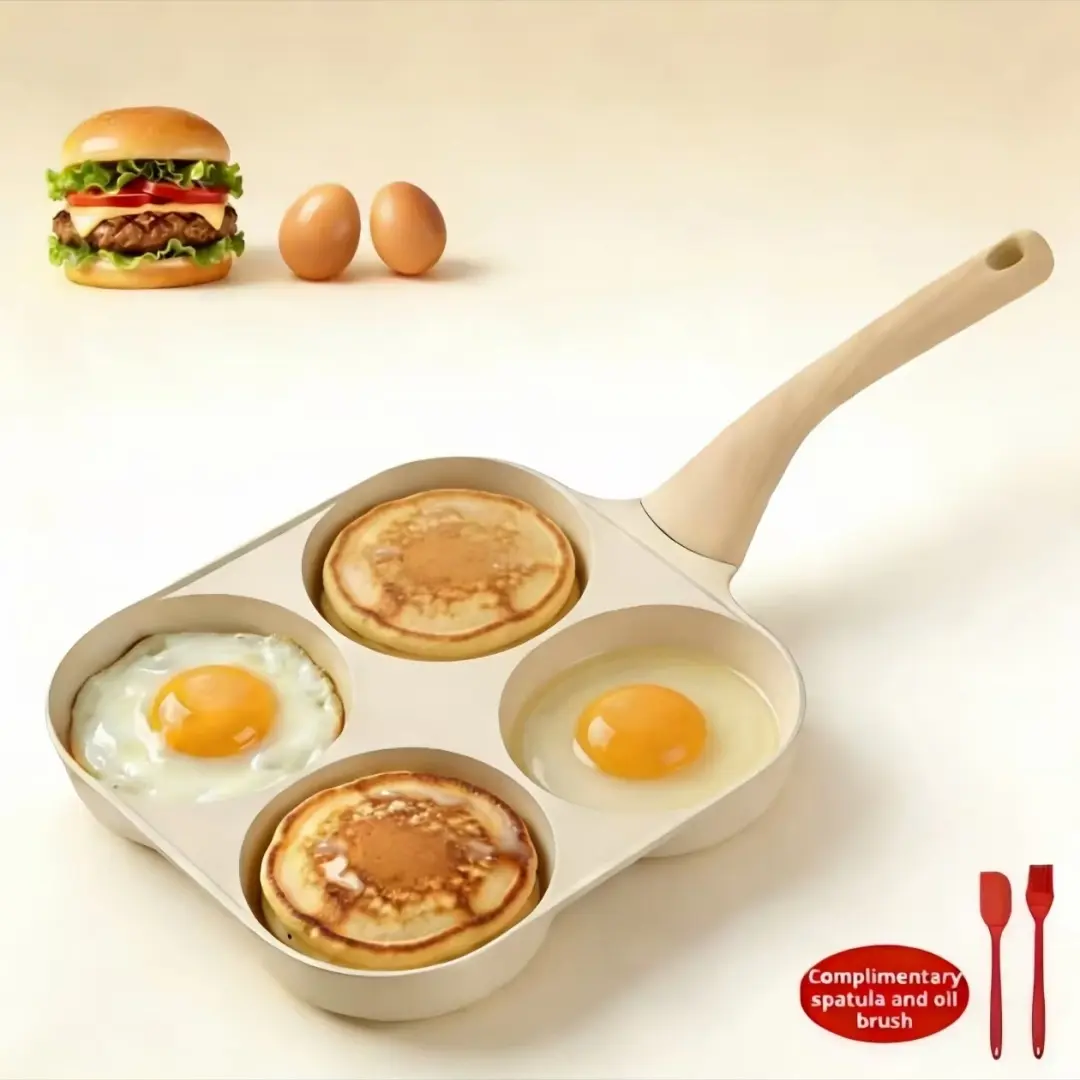 4-Hole Nonstick Egg Pan Breakfast Frying Pan for Pancakes Burgers Gas Induction Cooktop Easy Clean Gift non stick,hole,design egg outdoorfun Omelette Pan graduation gifts teacher appreciation gifts teacher appreciation gifts 2026 Saute Pan