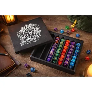 Dice Caddy with Rolling Tray Lid, Tabletop RPG Organizer | Game Night Storage