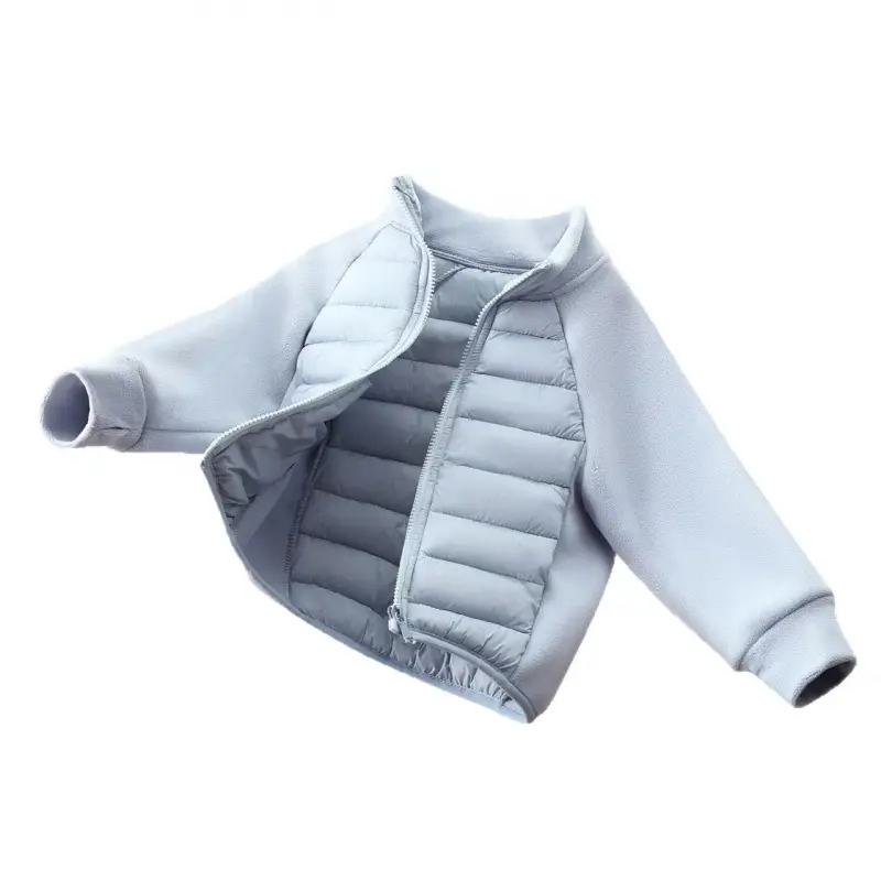 Kids' Puffer Jacket with Asymmetrical Neck, Unisex Plain Polyester Insulated Lightweight Outerwear for Cold Weather, Long Sleeve, 3 - 4 Years, Clothes, Casual, Puffer Coat, Basic
