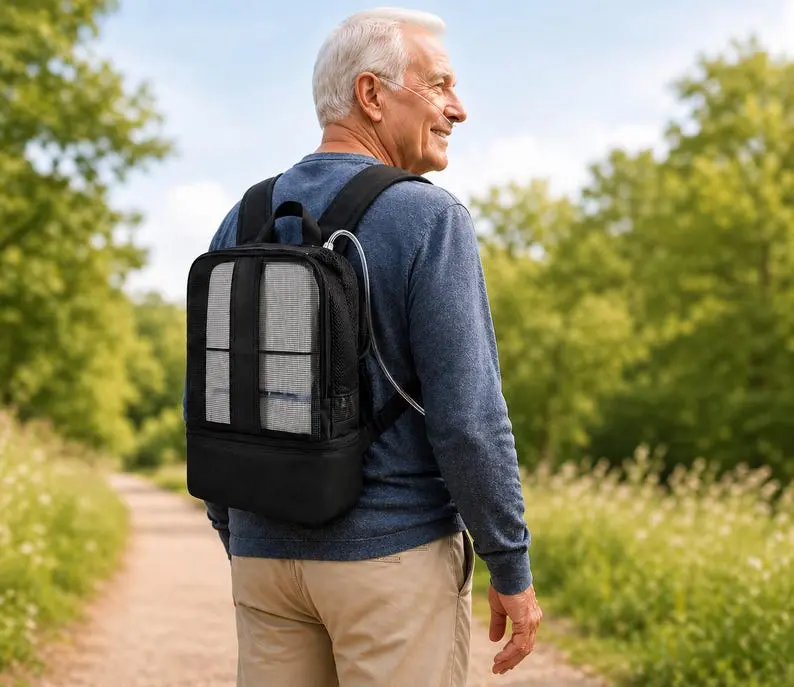 Universal Oxygen Concentrator Backpack for Caire Freestyle Comfort, SimplyGo Mini, Arya Go, Breathable Mesh O2 Travel Bag
