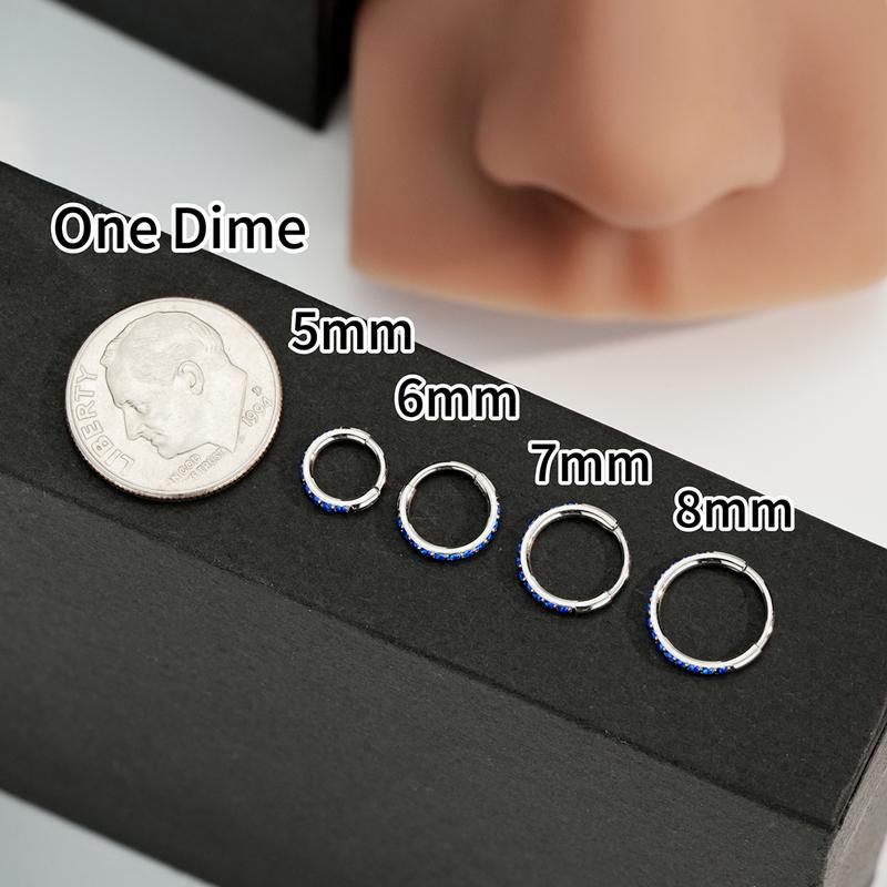 Oufer 20G Halloween CZ Double Hoop Nose Ring 316L Stainless Steel