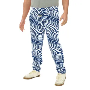 Zubaz Adult Unisex Z88 2 Color Zebra Pants, ROYAL/WHITE