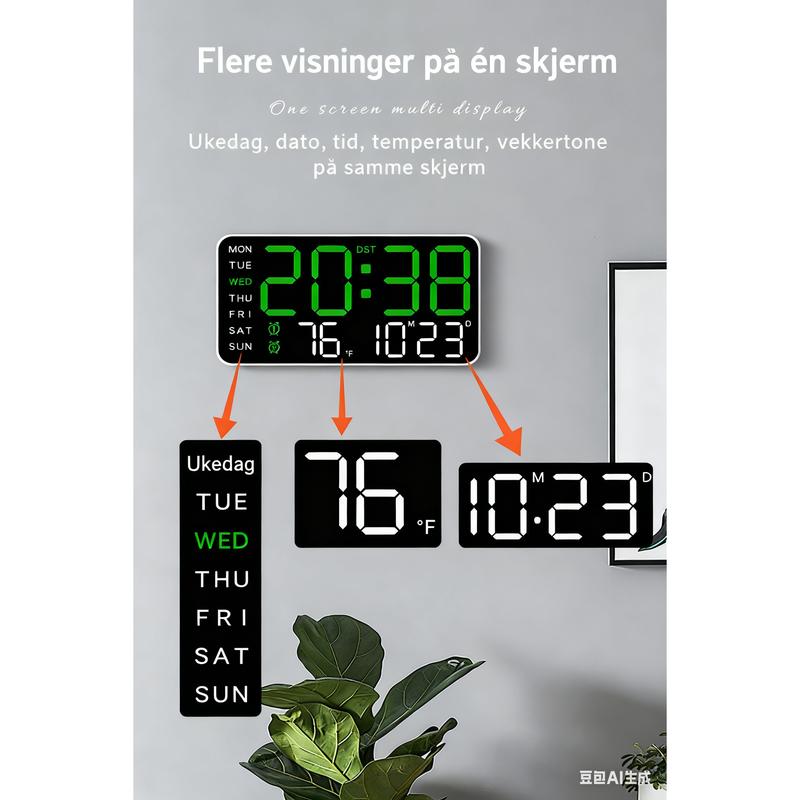 Multifunctional decorative LED digital wall clock