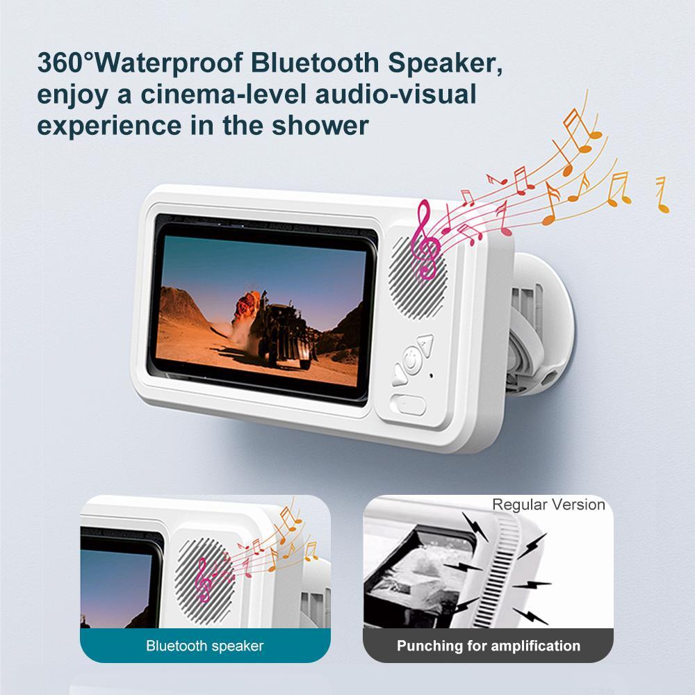 Waterproof box speaker, shower waterproof 360 ° rotating touch screen,IPX5 Waterproof Degree,watch movies, listen to music, Hands-free call，phone holder Bluetooth speaker, Compact Smartphone, phone cases, subwoofers,kitchen, bathroom, sink, SummerVibes