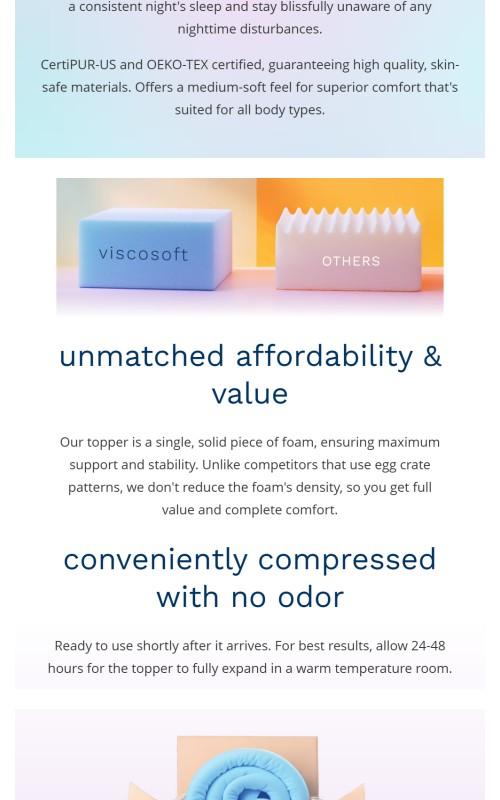 Viscosoft Reflex Memory Foam Mattress Topper – 3-Inch Cooling Gel Pad with Removable Washable Cover – CertiPUR-US & Oeko-TEX Certified