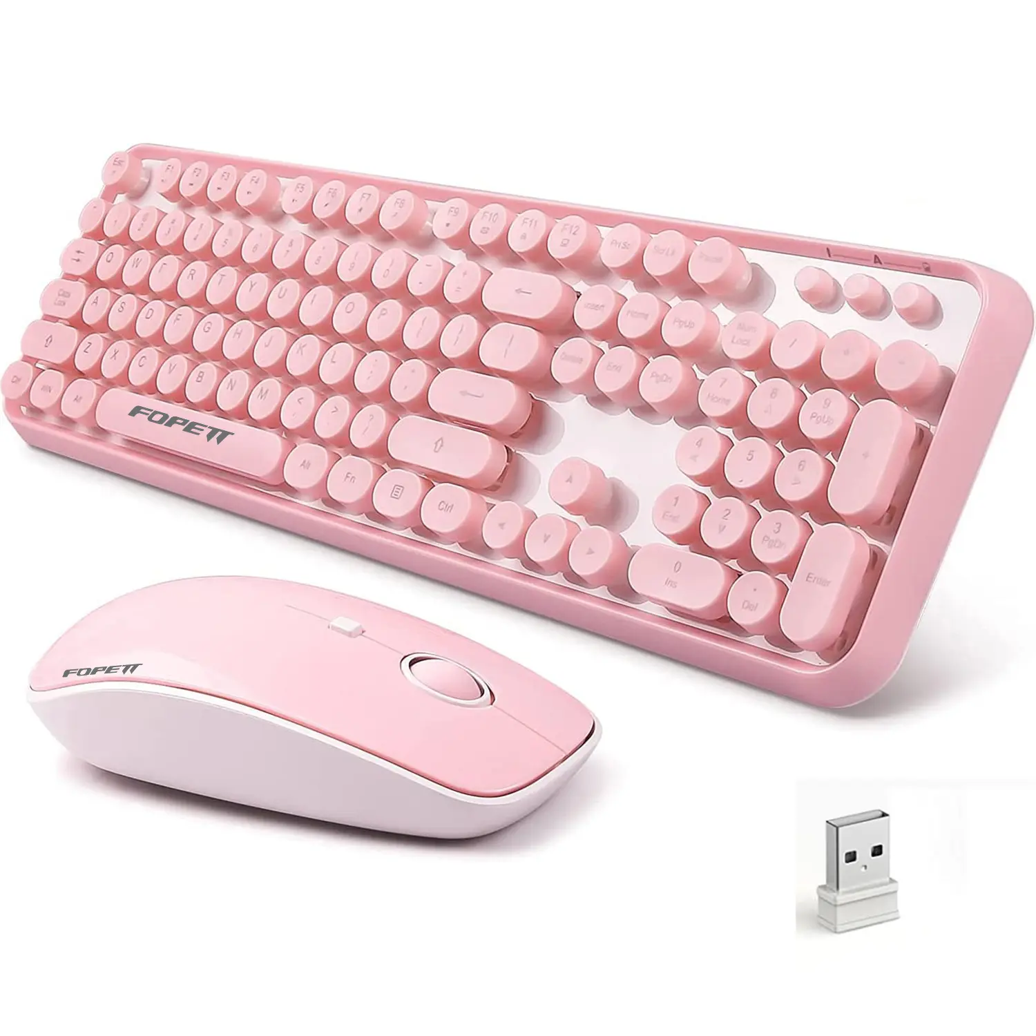 Keyboard and Mouse Sets Wireless, Reliable 2.4 GHz Connectivity for PC,Laptop,Smart TV and More (Pink)