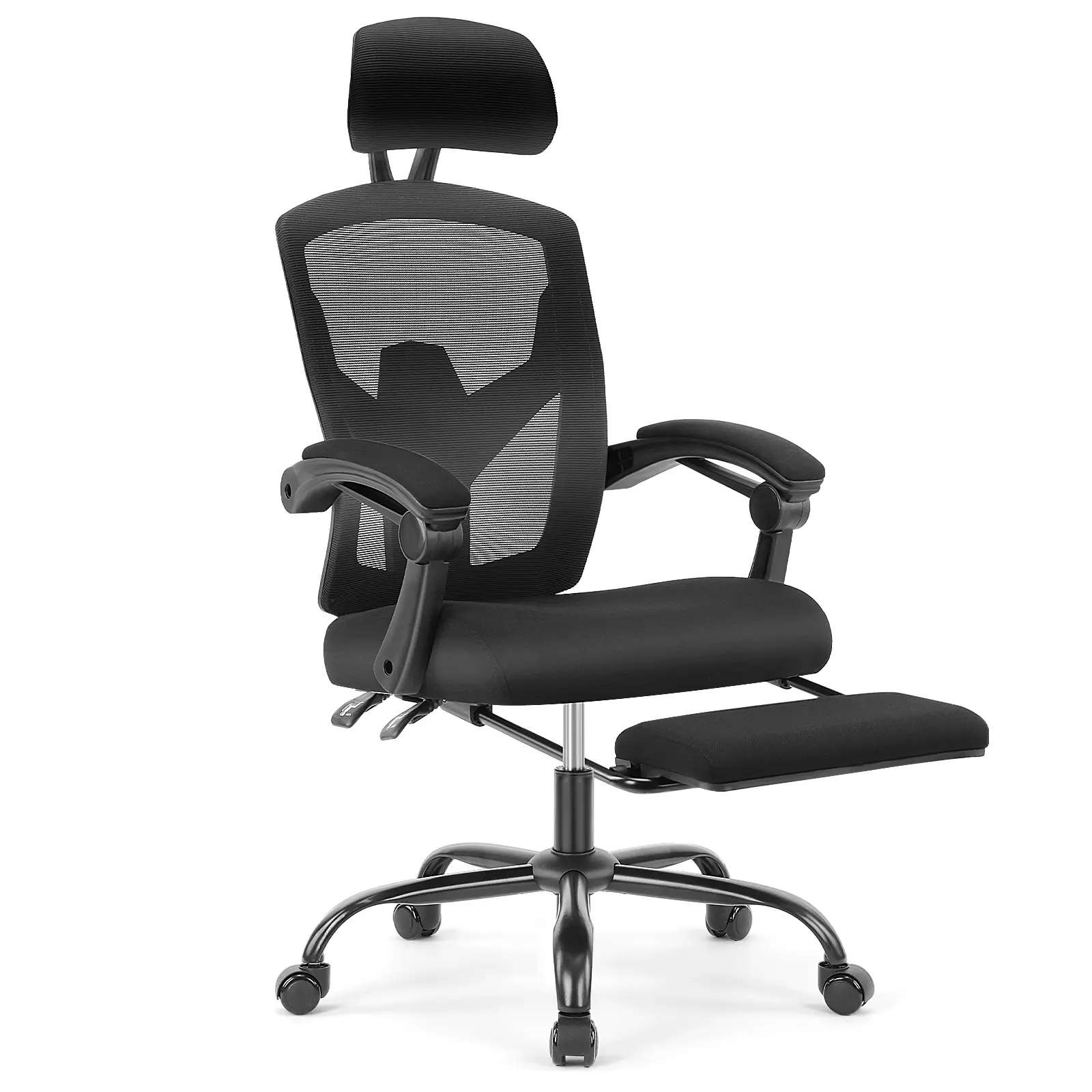 Ergonomic Desk Chair - High Back Breathable Mesh Office Chair with Lumbar Pillow, 4.13" Thick Foam Seat Cushion, Retractable Footrest, Adjustable Headrest, 135° Recline, 275LB Capacity, Assembly Required (Home/Office Use)