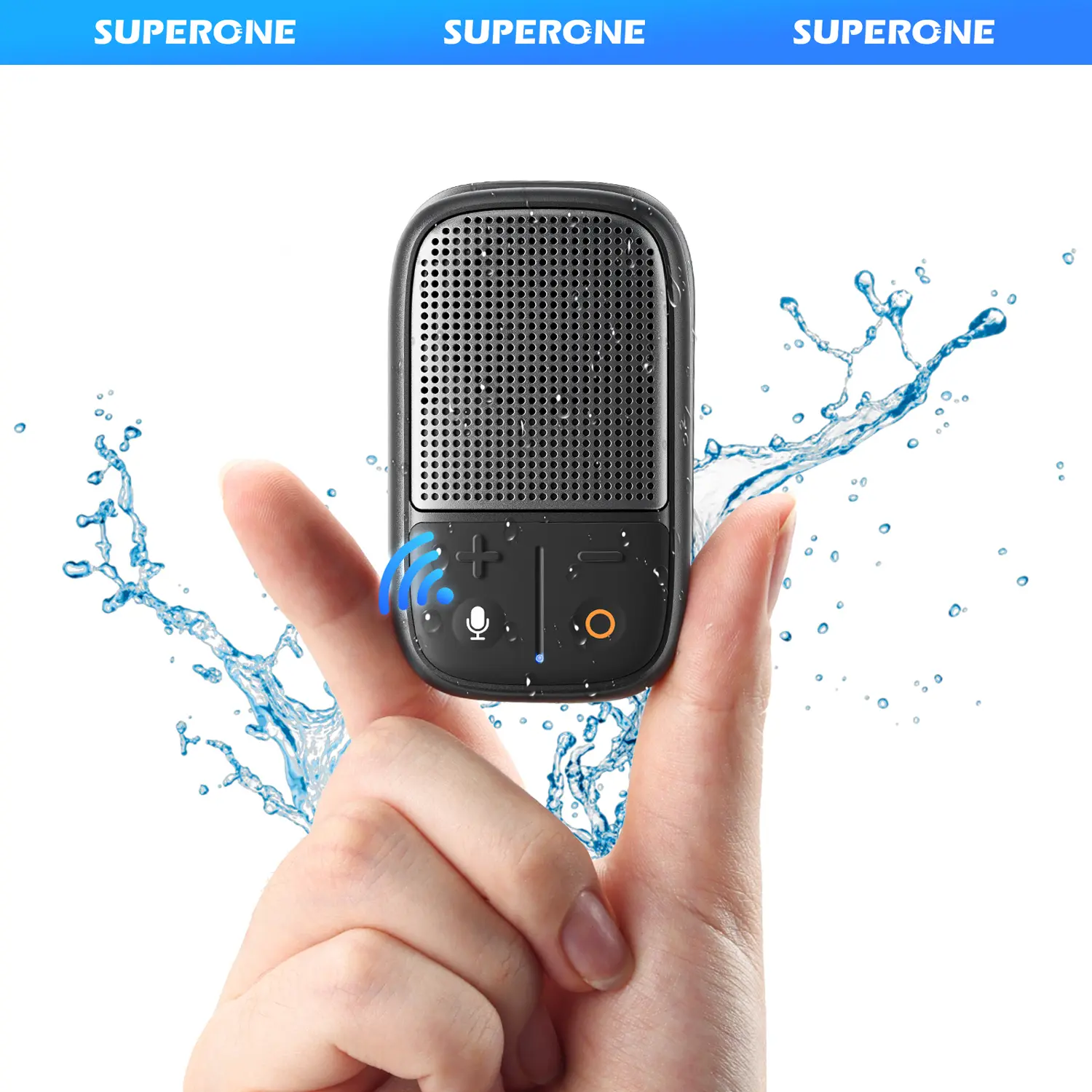 SUPERONE 2026 Upgrade Durable Cordless Bluetooth Stereo Speaker (1pc) - Wearable Clip-on, IPX7 Waterproof, Compact 2.4W Battery Recharge Speaker, Voice Assistant Compatible, Built-in Mic, USB Type-C, Cool Tech Gadget for Smartphones/Tablets
