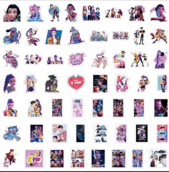 56PCS Demon Movie Hunters Stickers for Water Bottle Laptop, Korean Idol Cool Sticker Waterproof Vinyl Decal for Teen Kids Adult Skateboard Phone Guitar Travel Case Bike Party Decor