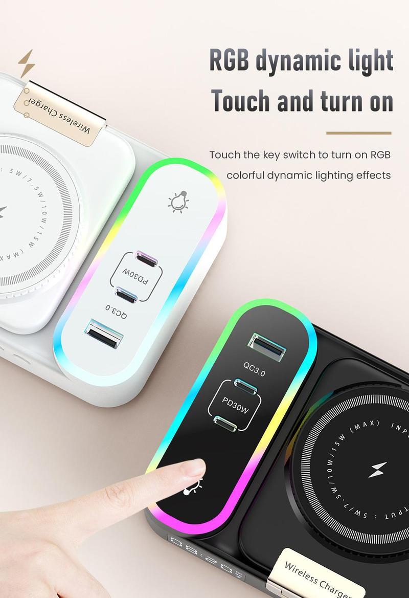 2026 8-in-1 FoldaWireless Charging Station Magnetic Charger for Smartphones Smartwatches & Earbuds Compatible with iPhone Apple Watch & More Compact Portable Device Charging Station Black Folding Electronic