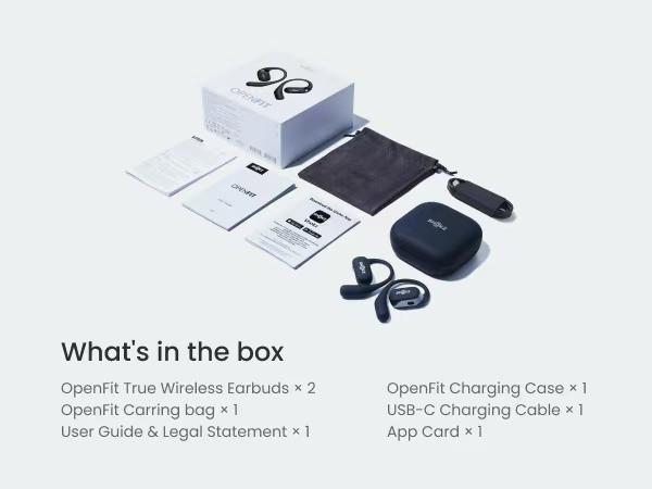 SHOKZ OpenFit - Open-Ear Wireless Bluetooth Headphones with Microphone, Sweat Resistant, Fast Charging,28HRS Playtime,Compatible with iPhone & Android