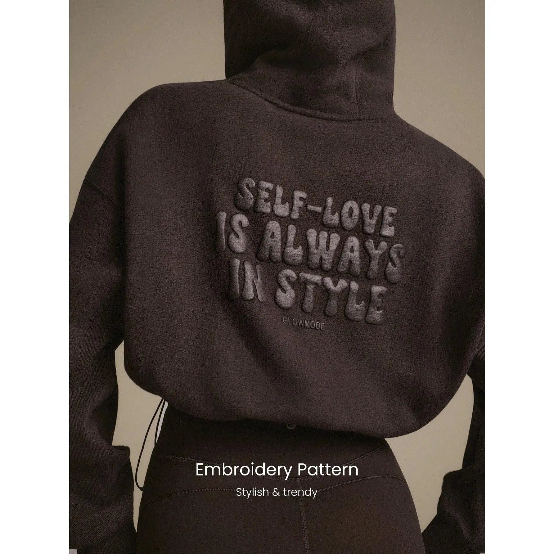 GLOWMODE Self Love Club Everyday Fleece Relaxed Fit Adjustable Hood Sweatshirt Hoodie