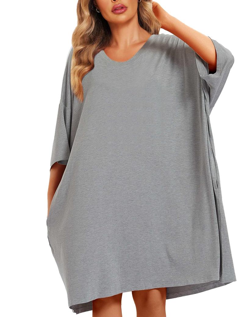 KFUBUO Plus Size Nightgowns for Women Oversized Sleep Shirts Bamboo Viscose Sleep Tee Short Sleeves Print Sleepwear With Pocket Comfortable Cute Fits S-5XL Pajamas Loungewear Soft Stretchy KFUBUO Plus Size Nightgowns for Women Oversized Sleep Shirts Bamboo Viscose Sleep Tee Short Sleeves Print Sleepwear With Pocket Comfortable Cute Fits S-5XL Pajamas Loungewear Soft Stretchy