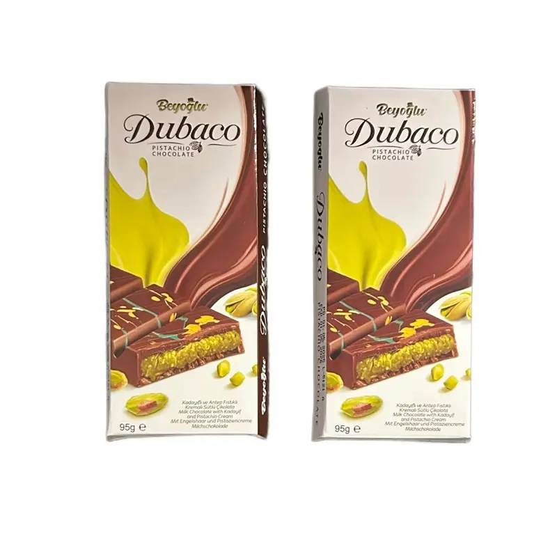 2-Pack Dubai Chocolate Bar - 95g or 200g - Milk Chocolate with Kadayif and Pistachio Cream - Knafeh Dessert Snack with Pistachio Kataifi affordable Bar with Pistachio sweets pretty turkish dubai-style outdoorfun