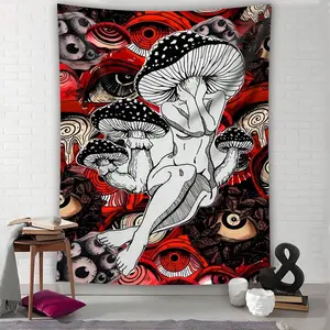 1pc Art Girl Mushroom Eye Tapestry, Large Size Decorative Hang Cloth, Holiday Gift, Party Decoration, Home Decoration, Live Broadcast Background Cloth, Wall TapestryTapestry Decor