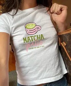 Matcha Girlie Baby Tee Y2K Coquette Shirt
