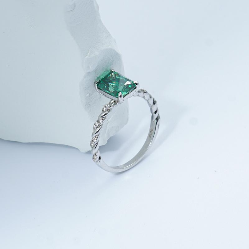 Delzzad 3ct Solitaire Twist Band Ring Radiant Synthetic Moissanite Ring Band In 925 Sterling Silver Christmas Gift