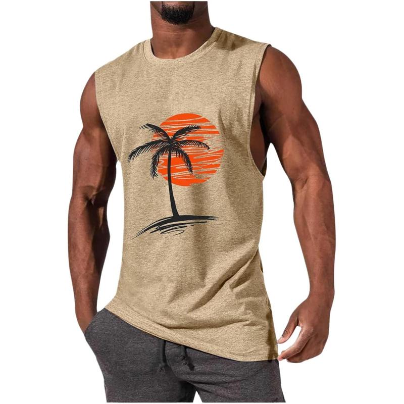 Mens Summer Beach Tank Top Hawaiian Palm Tree Print Sleeveless Muscle Basic Tee Vacation Tops Mens Summer Beach Tank Top Hawaiian Palm Tree Print Sleeveless Muscle Basic Tee Vacation Tops