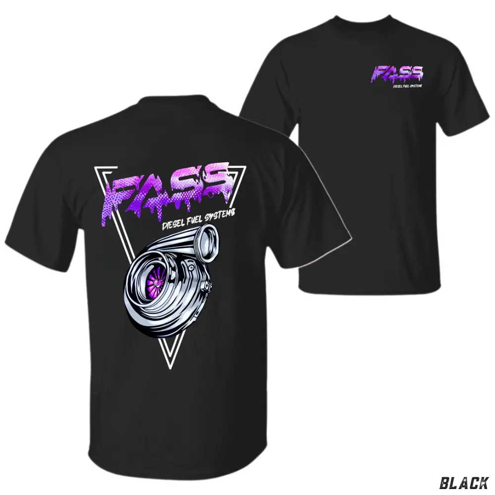 Diesel Turbo T-Shirt, FASS Diesel Fuel Systems Turbocharger Graphic, Performance Boost Turbo Design Shirt for Diesel Mechanics & Truck Enthusiasts, Street Racing Style Apparel