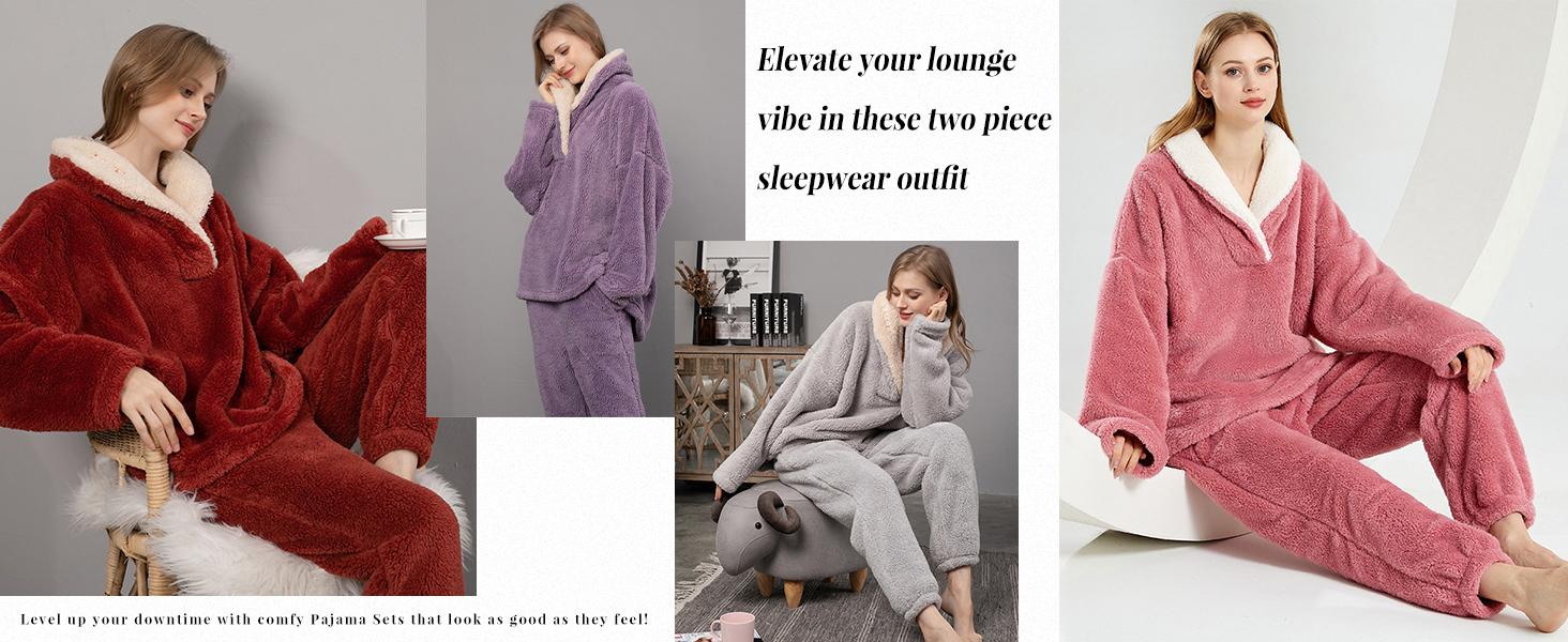 Styling inspiration for Women's Fleece Long-Sleeve 2-Piece Pajama Set