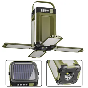 Solar Camping Light with Power Bank Function 4 Lighting Modes and Rechargeable Portable LED Lantern Waterproof Outdoor Lamp for Emergency