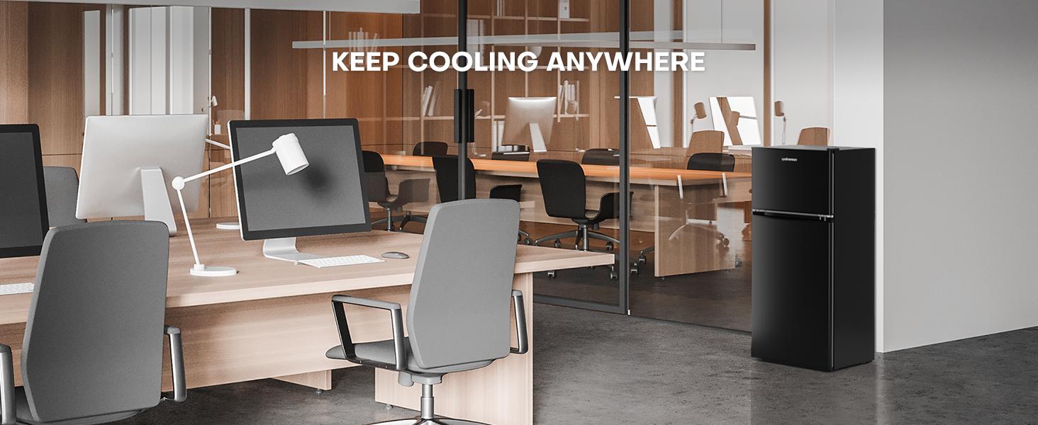 Upstreman mini fridges 4.0 Cu.Ft with Freezer Double Door Adjustable Thermostat Large Capacity Stainless Steel Energy Efficient Quiet Operation