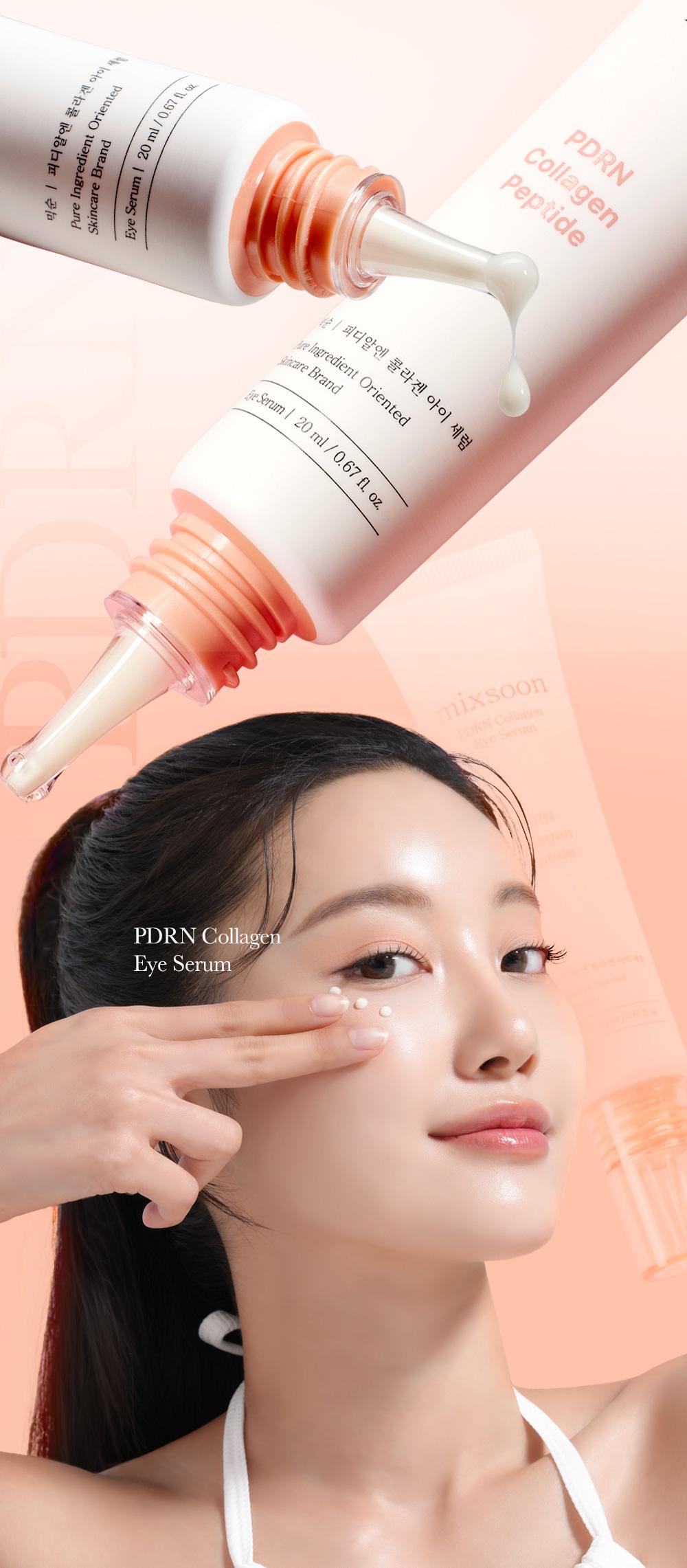 [mixsoon Official] PDRN Collagen Eye Serum 0.68 Fl. Oz / 20ml — Eye Bags Care, Peptide, Hydrating, Lightweight dropper, Korean Glass Skin Care