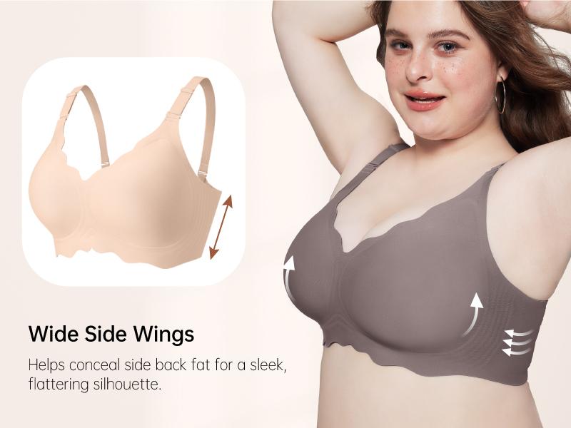 OEAK Seamless Scalloped Jelly Bras for Women No Underwire Wireless Push Up Bra Soft Support Full Coverage Comfort Everyday Bra