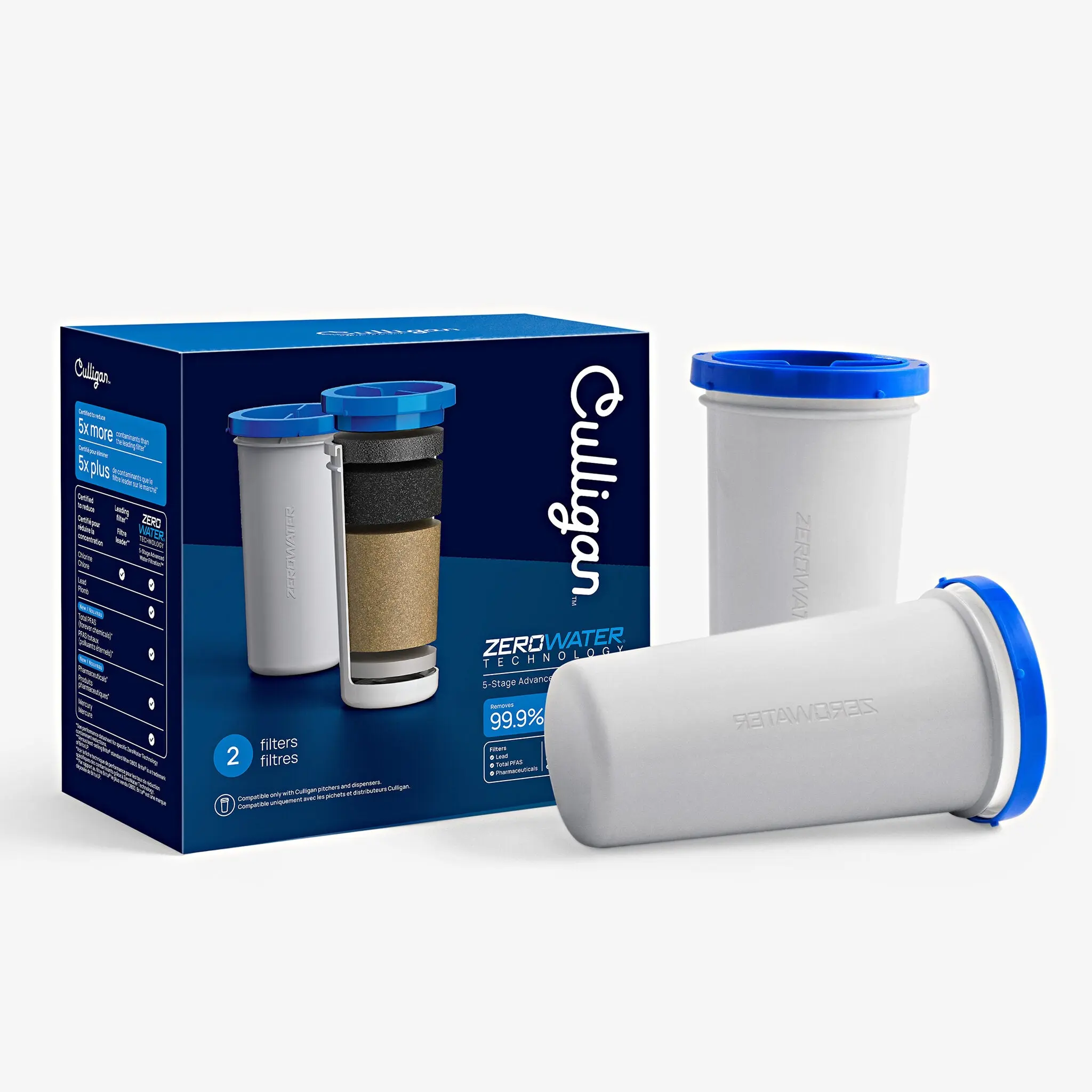 Culligan Water Filter Cartridge with ZeroWater Technology - Advanced Filtration, Filter Cartridge Replacement, PFAS Reduction, Lead & Pesticide Cut, PFOS & Its Salts/Transformation/Degradation Precursors Removal, Clean Water Solutions, Perfluorooctane Sul
