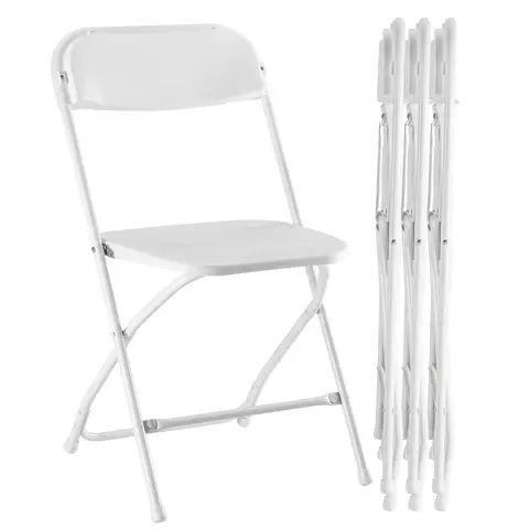 Sweetcrispy Armless Plastic Folding Dining Chairs - Steel Frame, 350lb Capacity, Curved Backrest, 38" Slim Folded for Space-Saving, Lightweight Utility, Stackable, Extra Guest Seating, Modern Home Decoration, Office & Camping Use