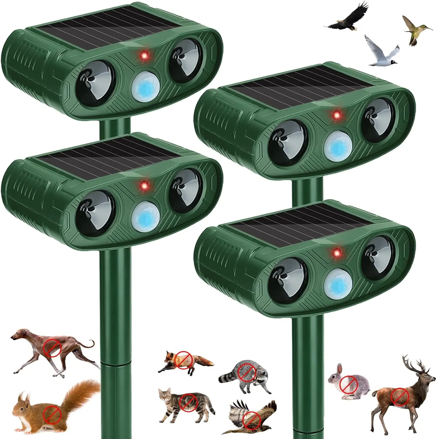 4 Pack Animal Repellent ,Waterproof Animal Deterrent Devices Outdoor Repels Cat, Dog, Fox, Derrent, Rat