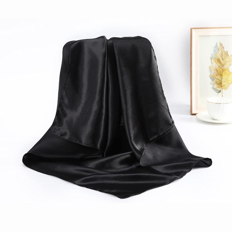 AWAYTR 2Pcs/Set 35” Large Square Head Scarf Silk Like Head Scarves Square Hair Scarf Bandanas for Women