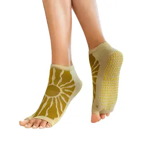 Tucketts Anklet Sunkissed Pilates Socks - Non-Slip Grip, Open Toe, Barre & Yoga - Women's