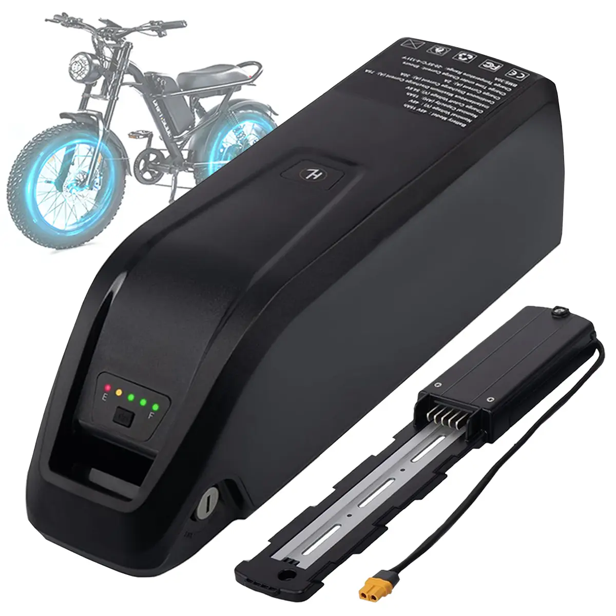 48V 15Ah Lithium Ion Ebike Battery with 2A Fast Charger, BMS, USB Output, Safe Lock, LED Indicator for 0-1500W Bike Motor (Automotive & Motorcycle Car Battery Repair Tool Compatibility), Lithium Ion Battery