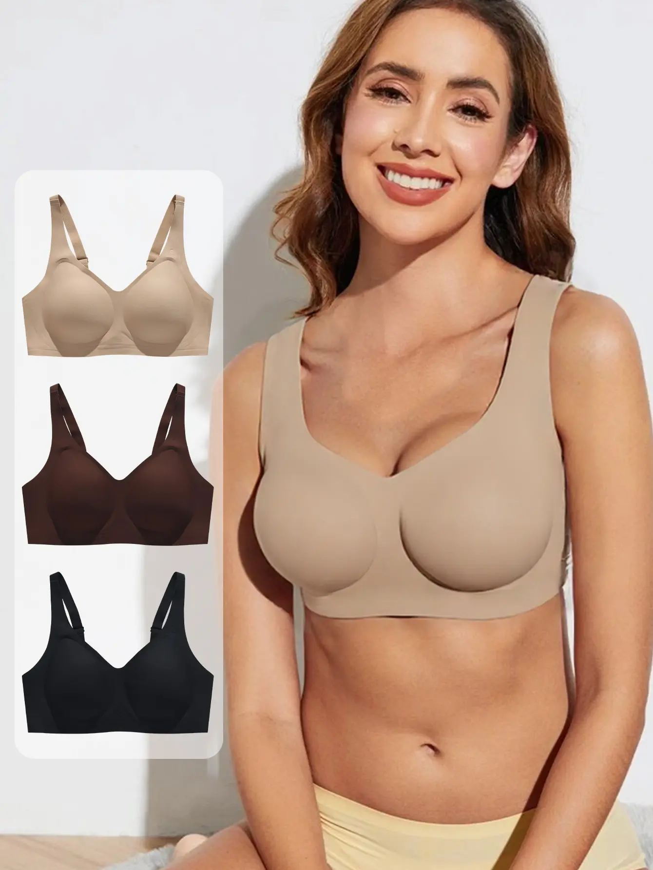 Hotcom Plus Size Solid Wireless Push Up Bra Comfortable Breathable Bralettes for Daily Wear Women's Underwear for All Seasons - Womenswear, Everyday summerwins,summerwins