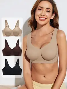 Hotcom Plus Size Solid Wireless Push Up Bra Comfortable Breathable Bralettes for Daily Wear Women's Underwear for All Seasons - Womenswear, Everyday