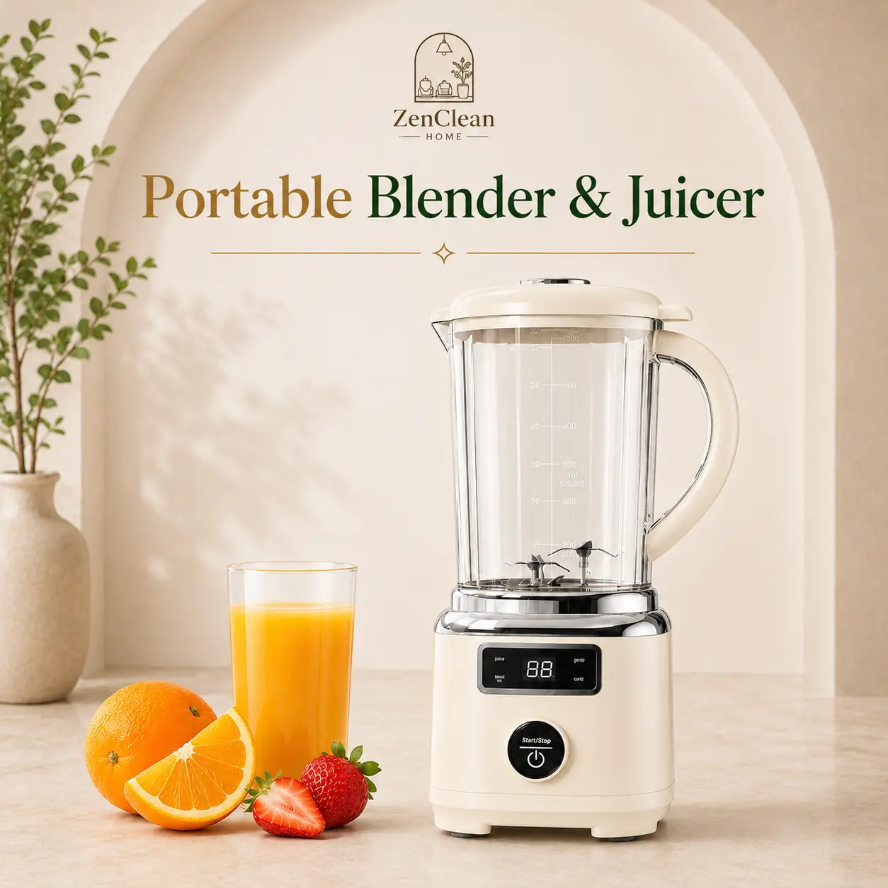 Household Kitchen Blender & Juicer - 1L Capacity, 3000mAh Battery, 22000 RPM, 30-Blade Rotary Cutter, Oversize Feeder Mouth, Crumbled Ice Jug Blender, Essential Home Appliance for Daily Food & Drink Prep,back to school,back to school haul