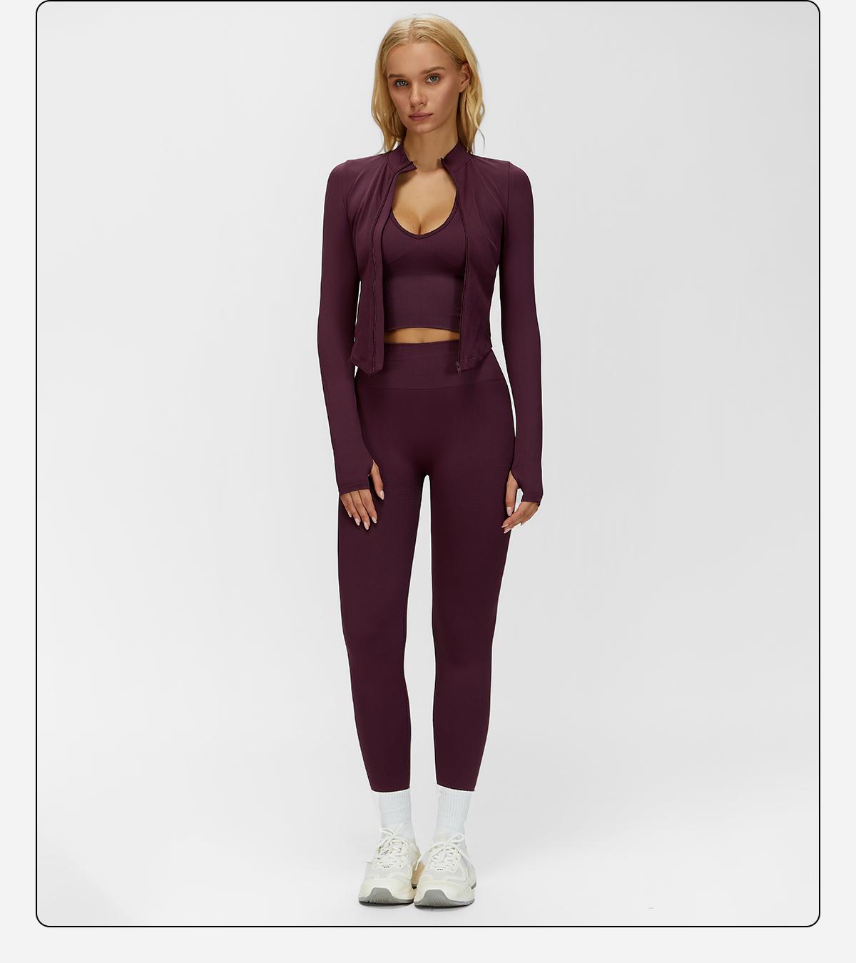 MFVIM Women's Solid Criss Cross Crop Tank Top High Waist Leggings Zip Up Crop Jacket Tracksuit Set Breathable Comfortable Yoga Workout Gym Athletic Activewear Textured Sweatsuit Thermal Lined Sports SpringStatements