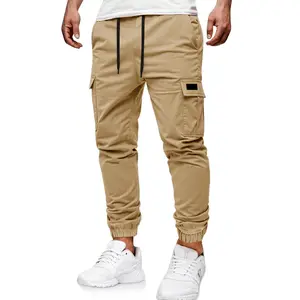 Runcati Mens Cargo Pants Casual Drawstring Elastic Waist Chino Pants Stretch Outdoor Track Joggers Sweatpants