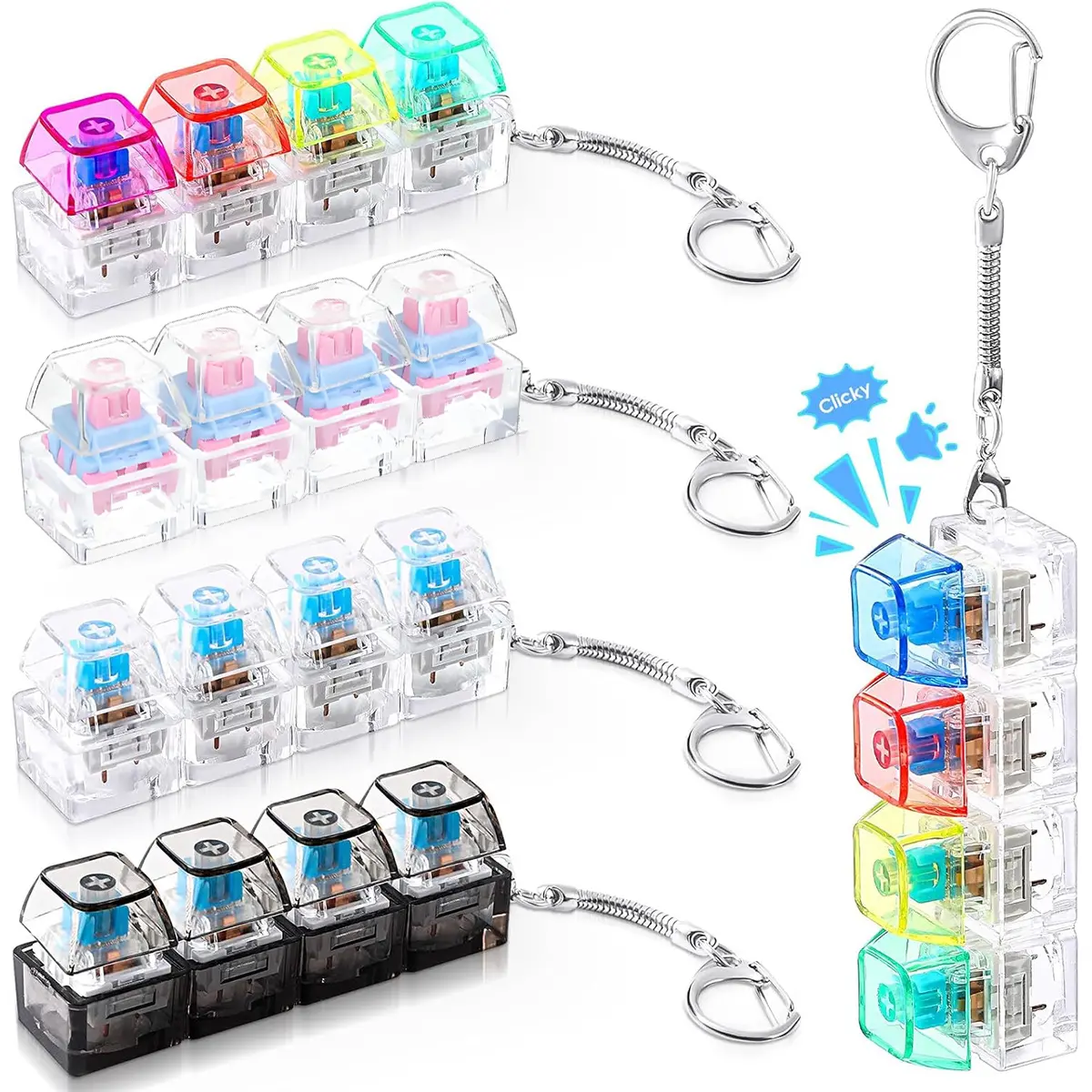 Light Up Keyboard Fidget Toy for ADHD, 4-in-1 Decompression Button ...