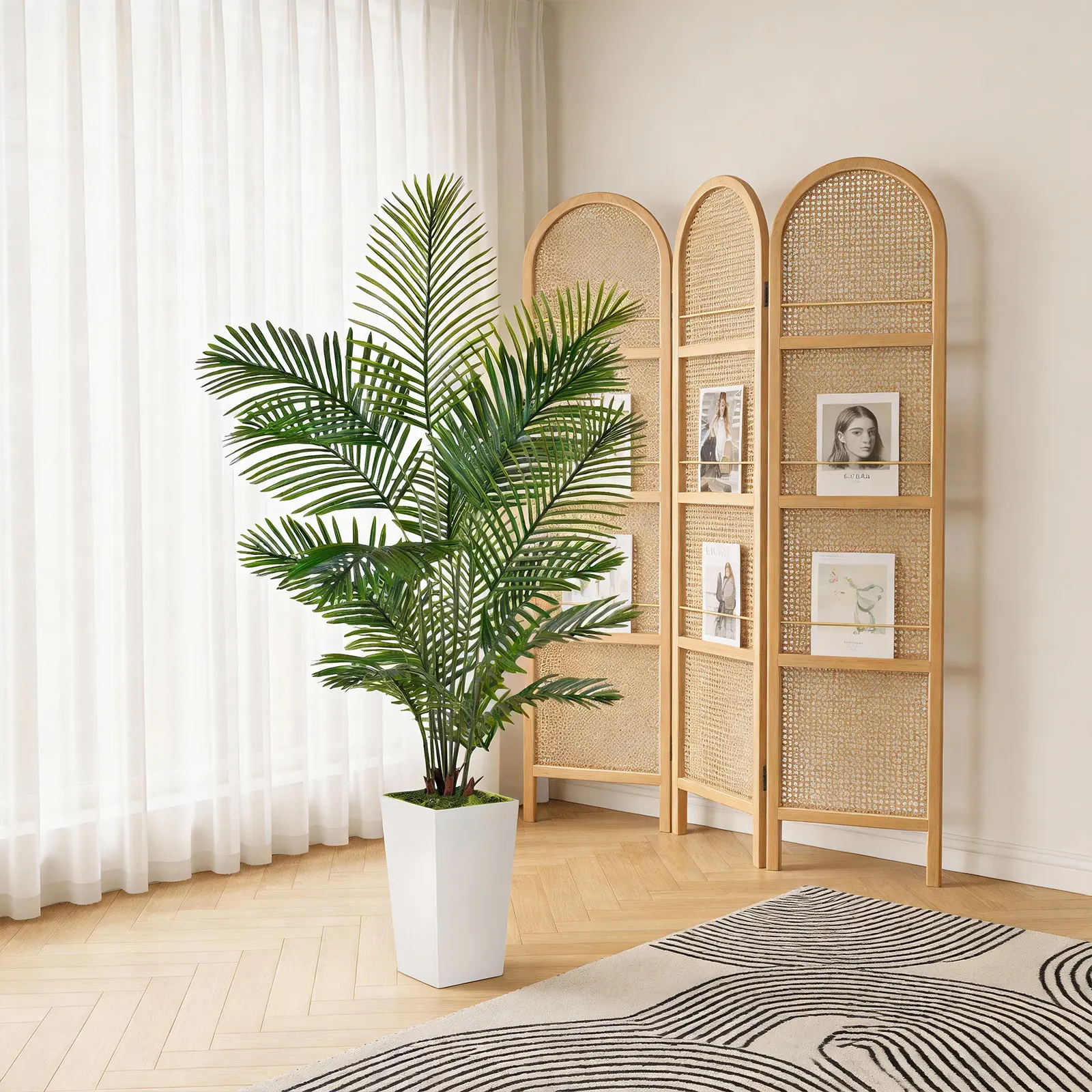 【DealsForYouDays】Palm Tree 5FT&6FT Artificial, 60in Tall Faux Palm Tree with 15.7 White Planter, Fake Potted Tree for Indoor & Outdoor Home Office Decor,summerwins summerwins